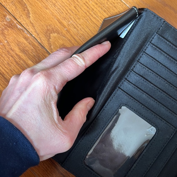 Black Leather Red Leather “K” Long Wallet / Check Book Holder - Picture 10 of 13